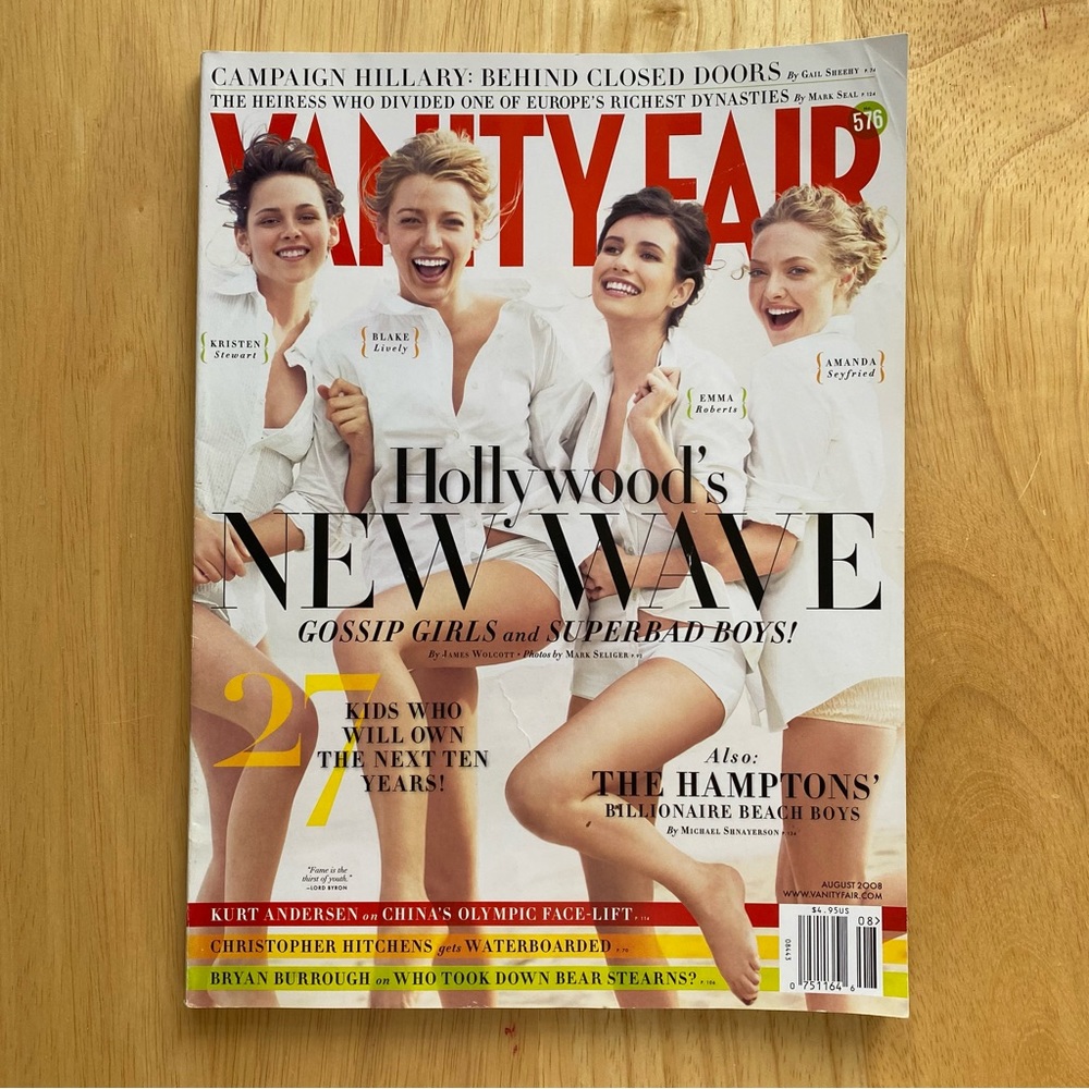 Vanity Fair Magazine Hollywood's New Wave August 2008 Kristen Stewart, Etc